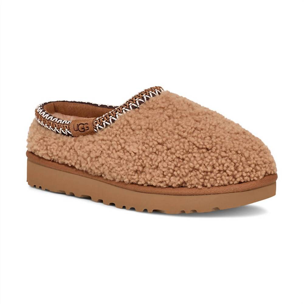 NEW UGG women's tasman maxi curly slippers in chestnut